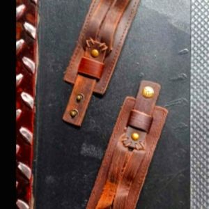 Leather Snap Adjustable Cuff Bracelets (NWOT) 8in. Long